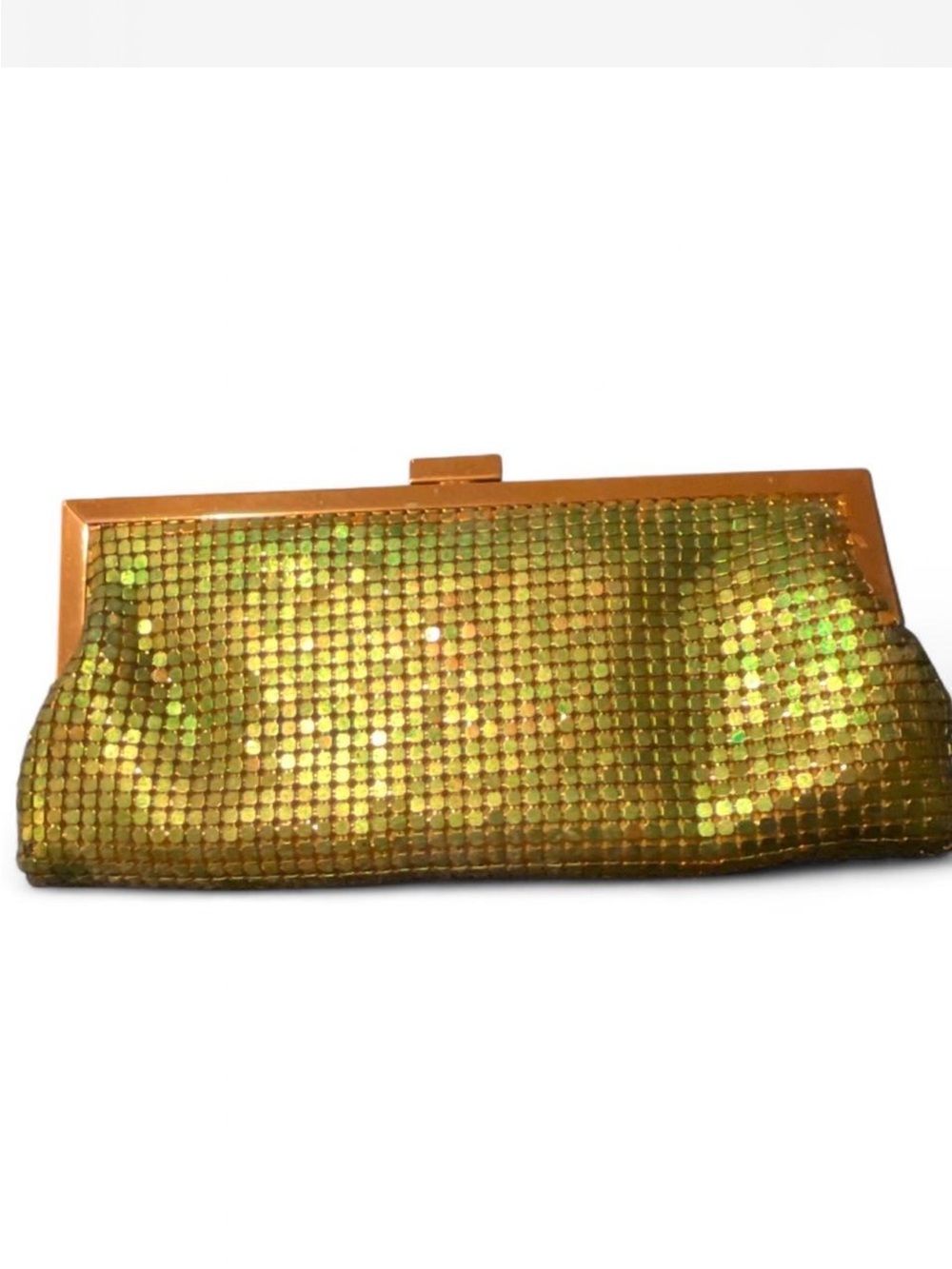 Vintage La Regale Iridescent Green Metal Mesh Clutch Bag 🐉✨🧜♀️